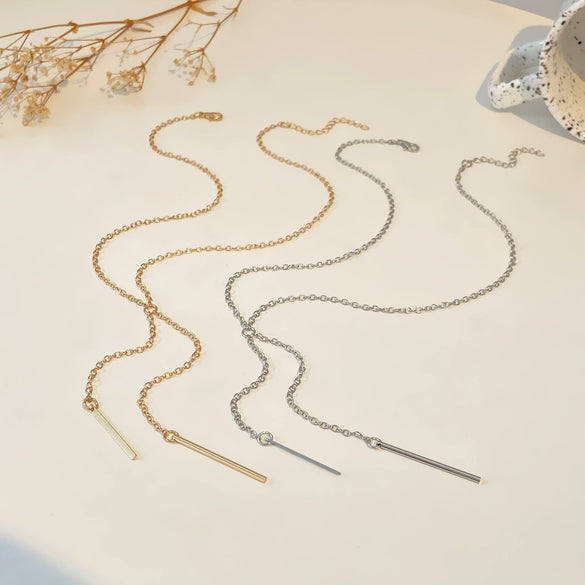 Wholesale Long Tassel Sweater Chain With Geometric Pendant Retro Fashion Alloy Necklace With Electroplating