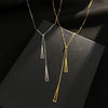 Wholesale Long Tassel Sweater Chain With Geometric Pendant Retro Fashion Alloy Necklace With Electroplating