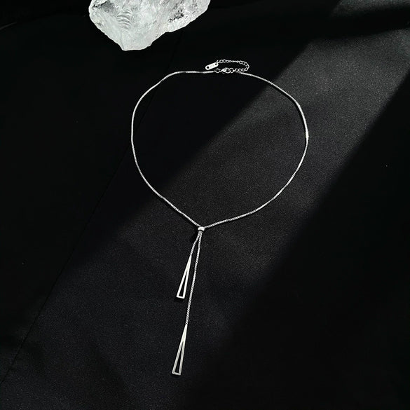 Wholesale Long Tassel Sweater Chain With Geometric Pendant Retro Fashion Alloy Necklace With Electroplating