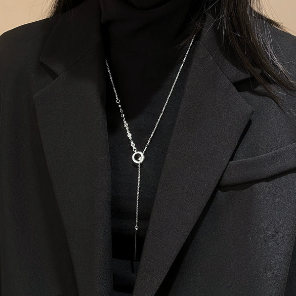Wholesale Long Tassel Sweater Chain With Geometric Pendant Retro Fashion Alloy Necklace With Electroplating