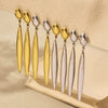 Wholesale Long Water Drop Geometric Stainless Steel Electroplated Slimming Cool Style Women's Earrings
