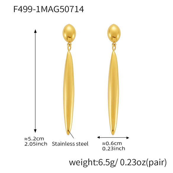 Wholesale Long Water Drop Geometric Stainless Steel Electroplated Slimming Cool Style Women's Earrings