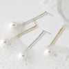 Wholesale Long Zircon Pearl Earrings For Women Simple Geometric Style Stainless Steel With Electroplating