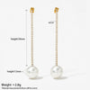 Wholesale Long Zircon Pearl Earrings For Women Simple Geometric Style Stainless Steel With Electroplating