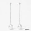 Wholesale Long Zircon Pearl Earrings For Women Simple Geometric Style Stainless Steel With Electroplating