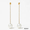 Wholesale Long Zircon Pearl Earrings For Women Simple Geometric Style Stainless Steel With Electroplating