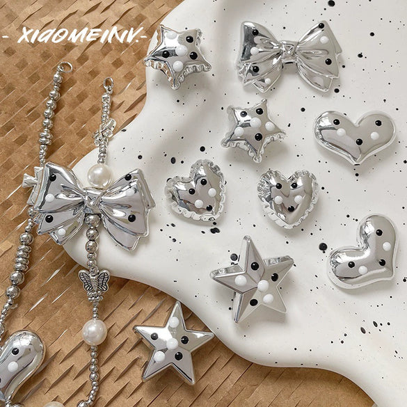 Wholesale Loose Beads Acrylic Plastic Resin Y2k Heart Star Bow Electroplated Beading Material For Diy Bracelet Necklace