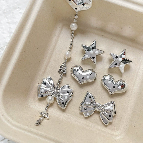 Wholesale Loose Beads Acrylic Plastic Resin Y2k Heart Star Bow Electroplated Beading Material For Diy Bracelet Necklace