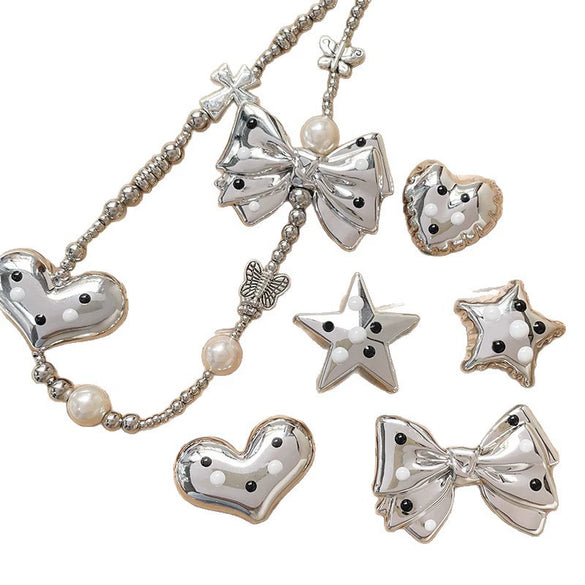 Wholesale Loose Beads Acrylic Plastic Resin Y2k Heart Star Bow Electroplated Beading Material For Diy Bracelet Necklace