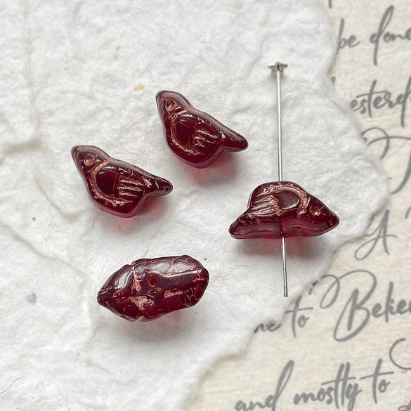 Wholesale Loose Beads Jewelry Accessories Glass Glazed Bird Pattern Retro Diy Handmade Bracelet Necklace