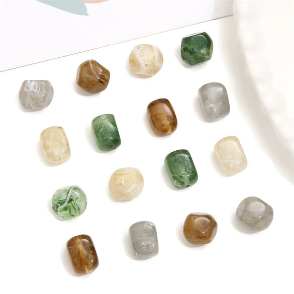 Wholesale Loose Beads Plastic And Resin Imitation Amber Stone Irregular Round Shape Simple Style Diy Handmade Beaded Necklace And Bracelet Material Accessories