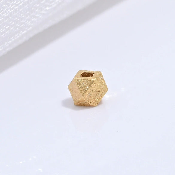 Wholesale Loose Beads S925 Sterling Silver Multisided Faceted Rhombus Handmade Electroplated Diy Bracelet Necklace Accessories