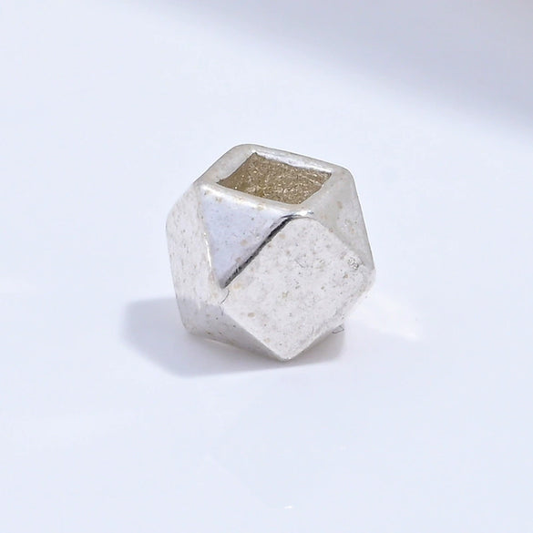 Wholesale Loose Beads S925 Sterling Silver Multisided Faceted Rhombus Handmade Electroplated Diy Bracelet Necklace Accessories