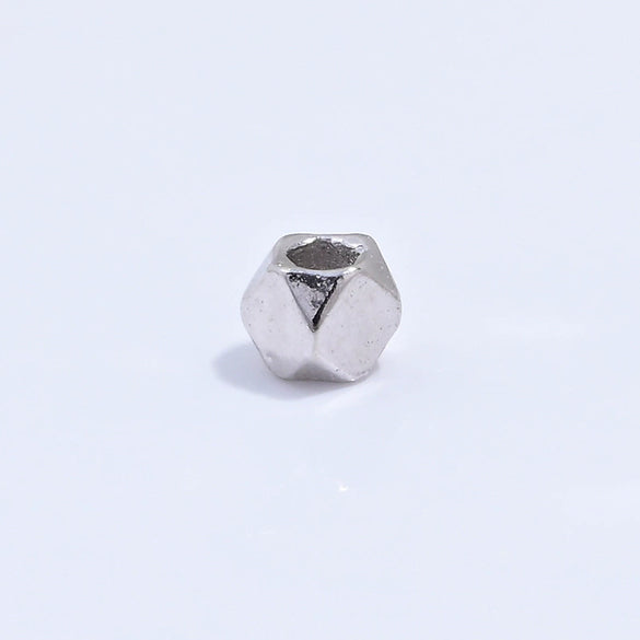 Wholesale Loose Beads S925 Sterling Silver Multisided Faceted Rhombus Handmade Electroplated Diy Bracelet Necklace Accessories