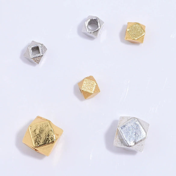 Wholesale Loose Beads S925 Sterling Silver Multisided Faceted Rhombus Handmade Electroplated Diy Bracelet Necklace Accessories