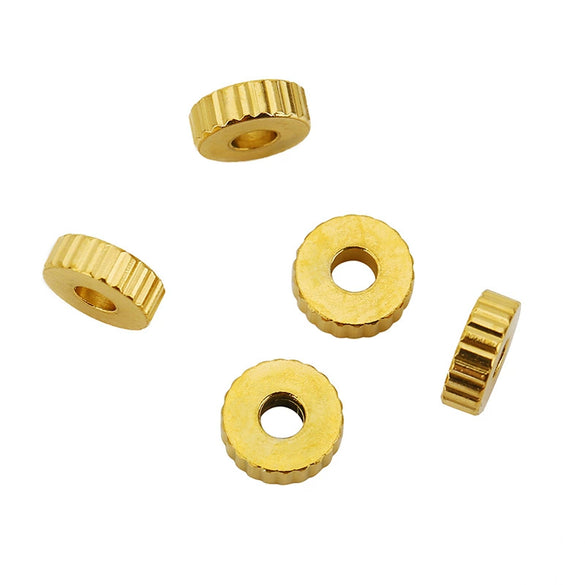 Wholesale Loose Beads Stainless Steel Plaid Wheel Flat Jewelry Accessories Electroplated