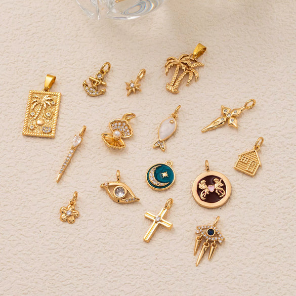 Wholesale Loose Chain Cross Sun Moon Pendant Necklace Copper Stainless Steel Geometric Electroplated