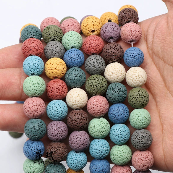 Wholesale Loose Round Natural Volcanic Stone Beads For Diy Jewelry Accessories Polished
