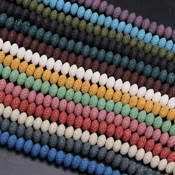 Wholesale Loose Volcanic Stone Abacus Beads For Jewelry Accessories Cutting Process