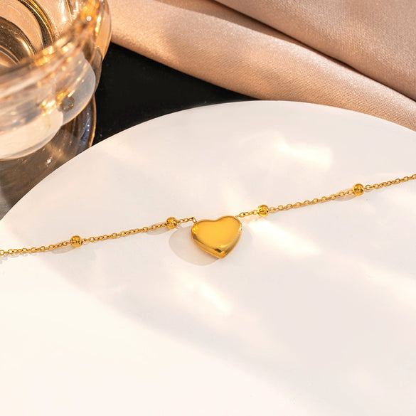 Wholesale Love Bracelet Titanium Steel Heart Shape Simple Style 18K Gold Plated Fine Jewelry