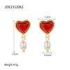 Wholesale Love Heart Pattern Stainless Steel Necklace With 18K Gold Plated Pendant And Matching Earrings And Ring In Niche Ins Style