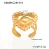 Wholesale Love Heartshaped Rhomboid Open Ring For Women In Fashion Style Titanium Steel 18K Gold Plated