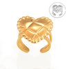 Wholesale Love Heartshaped Rhomboid Open Ring For Women In Fashion Style Titanium Steel 18K Gold Plated