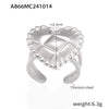 Wholesale Love Heartshaped Rhomboid Open Ring For Women In Fashion Style Titanium Steel 18K Gold Plated