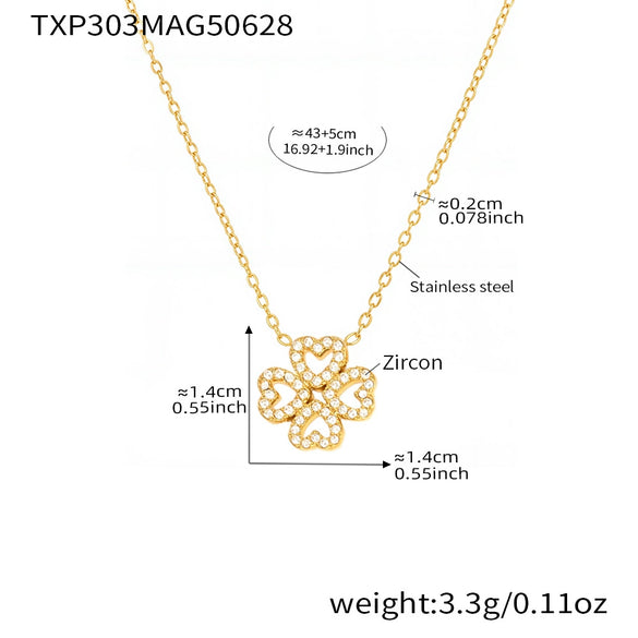 Wholesale Love Lucky Fourleaf Flower Tassel Collarbone Necklace And Bracelet Set In Stainless Steel With Electroplating For Women