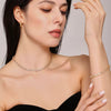 Wholesale Love Shaped 5A Zircon Inlaid Titanium Steel Clavicle Necklace And Bracelet Jewelry Suit With Electroplating For Women
