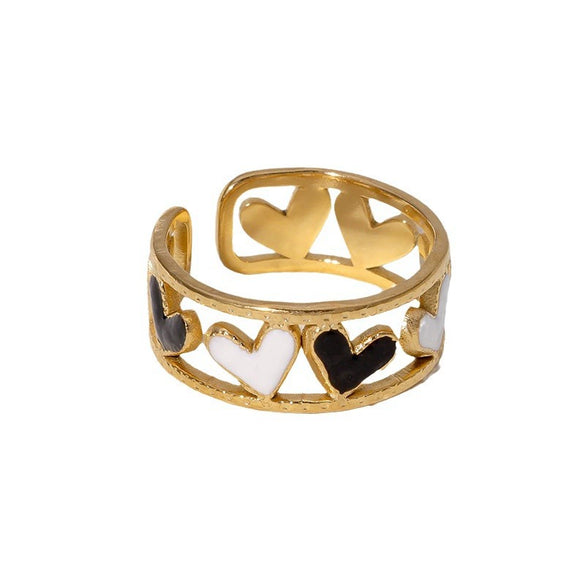 Wholesale Love Shaped Drop Oil Opening Finger Ring In Stainless Steel With Electroplating For Women Simple And Cute