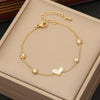 Wholesale Love Stainless Steel Women's Bracelet With Butterfly Gesture And Heart Shape Pattern Electroplated