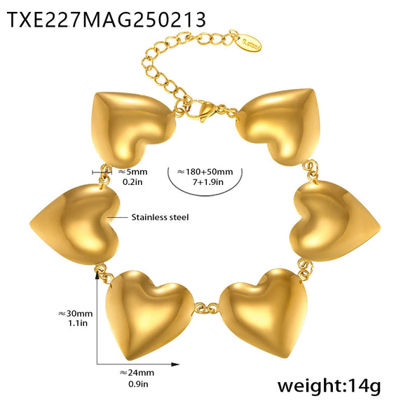 Wholesale Love Stitching Chain Necklace And Bracelet Suit Light Luxury Stainless Steel Electroplated Jewelry For Women