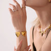 Wholesale Love Stitching Chain Necklace And Bracelet Suit Light Luxury Stainless Steel Electroplated Jewelry For Women