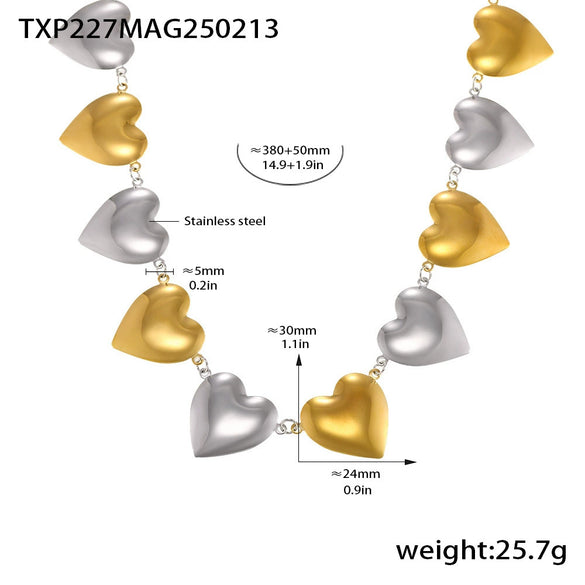 Wholesale Love Stitching Chain Necklace And Bracelet Suit Light Luxury Stainless Steel Electroplated Jewelry For Women