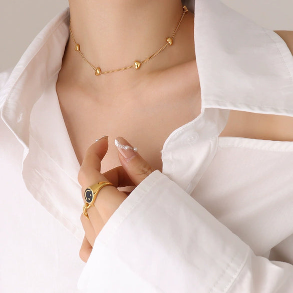 Wholesale Love Water Drops Bell Shaped Titanium Steel Gold Plated Jewelry Set For Women Necklace And Bracelet