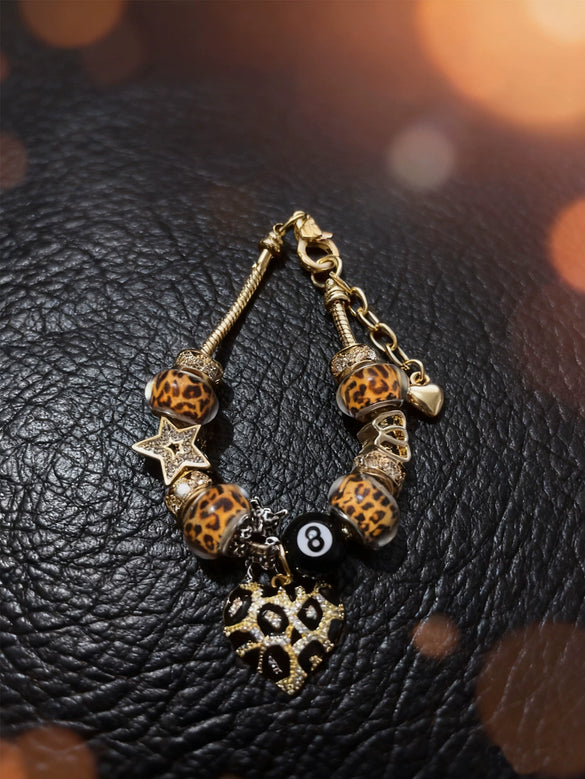 Wholesale Lovely Animal Style Stainless Steel Electroplated Beaded Bracelet With Multielement Oil Drop Rhinestone Jewelry Accessories