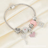 Wholesale Lovely Animal Style Stainless Steel Electroplated Beaded Bracelet With Multielement Oil Drop Rhinestone Jewelry Accessories
