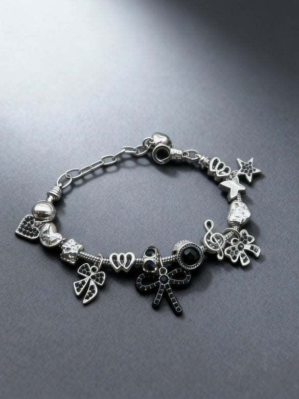 Wholesale Lovely Animal Style Stainless Steel Electroplated Beaded Bracelet With Multielement Oil Drop Rhinestone Jewelry Accessories