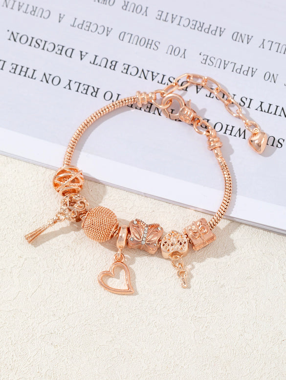 Wholesale Lovely Animal Style Stainless Steel Electroplated Beaded Bracelet With Multielement Oil Drop Rhinestone Jewelry Accessories