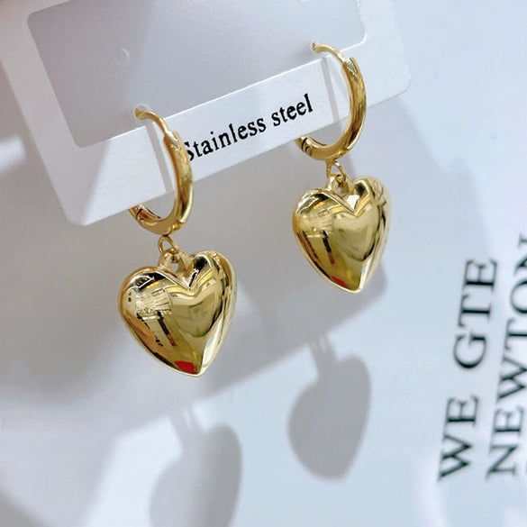 Wholesale Lovely Simple All Match Temperament Heart Shaped Titanium Steel Needle Metal Earrings