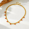 Wholesale Loveshaped Rhinestone Stainless Steel Chain Necklace With Goldplated Treatment For Women