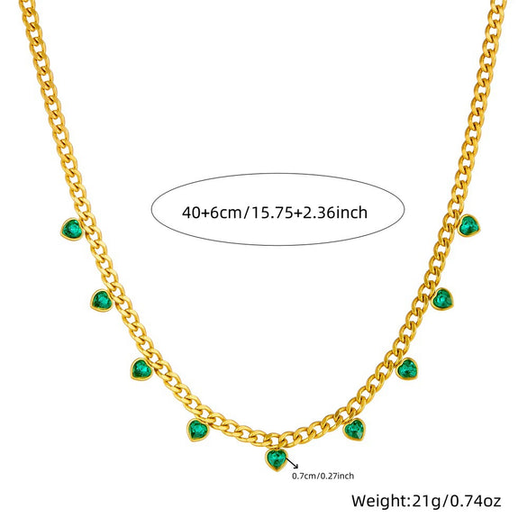 Wholesale Loveshaped Rhinestone Stainless Steel Chain Necklace With Goldplated Treatment For Women