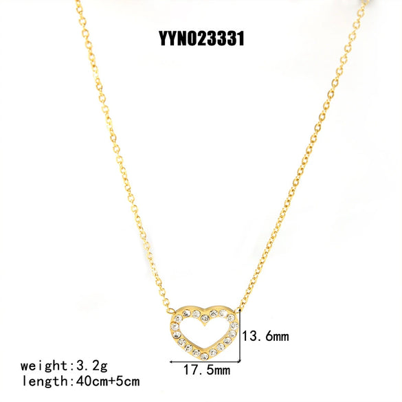 Wholesale Loveshaped Stainless Steel Necklace With 18K Gold Plated And Diamond For Women Ochain Vacuum Real Gold Electroplating In Pvd Furnace Light Luxury And Lovely Niche Jewelry