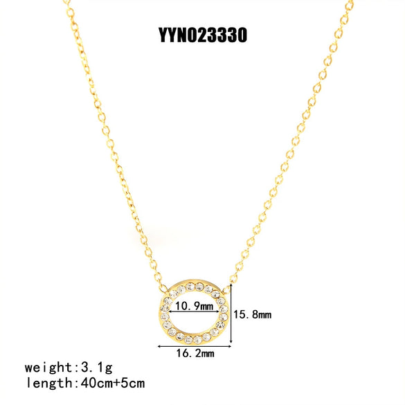 Wholesale Loveshaped Stainless Steel Necklace With 18K Gold Plated And Diamond For Women Ochain Vacuum Real Gold Electroplating In Pvd Furnace Light Luxury And Lovely Niche Jewelry