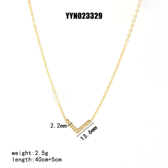 Wholesale Loveshaped Stainless Steel Necklace With 18K Gold Plated And Diamond For Women Ochain Vacuum Real Gold Electroplating In Pvd Furnace Light Luxury And Lovely Niche Jewelry