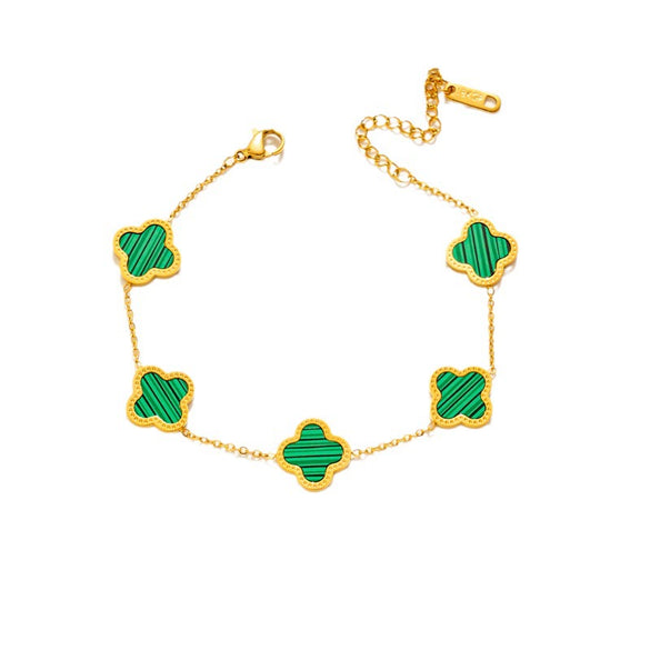 Wholesale Lucky Clover Titanium Steel Bracelet With 18K Rose Gold Colorfast Electroplating For Women In Light Luxury Geometric Style