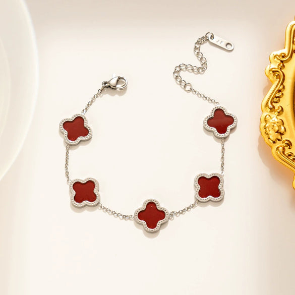 Wholesale Lucky Clover Titanium Steel Bracelet With 18K Rose Gold Colorfast Electroplating For Women In Light Luxury Geometric Style