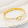 Wholesale Lucky Clover Titanium Steel Enamel Bracelet For Female With Electroplating Treatment
