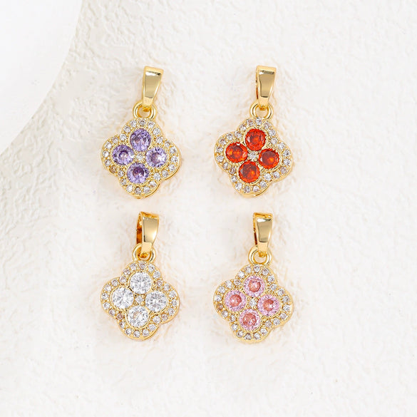 Wholesale Lucky Fancy Fourleaf Clover Necklace For Women Copper 18K Gold Plated Ins Style